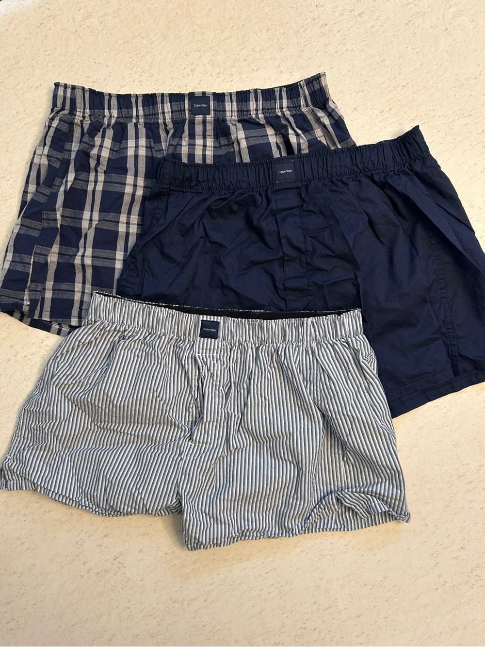 Calvin Klein Men's Navy & Light Blue 3-Pack Cotton Boxers